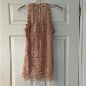 Paper Tee Delicate Lace Blouse in Light Pink